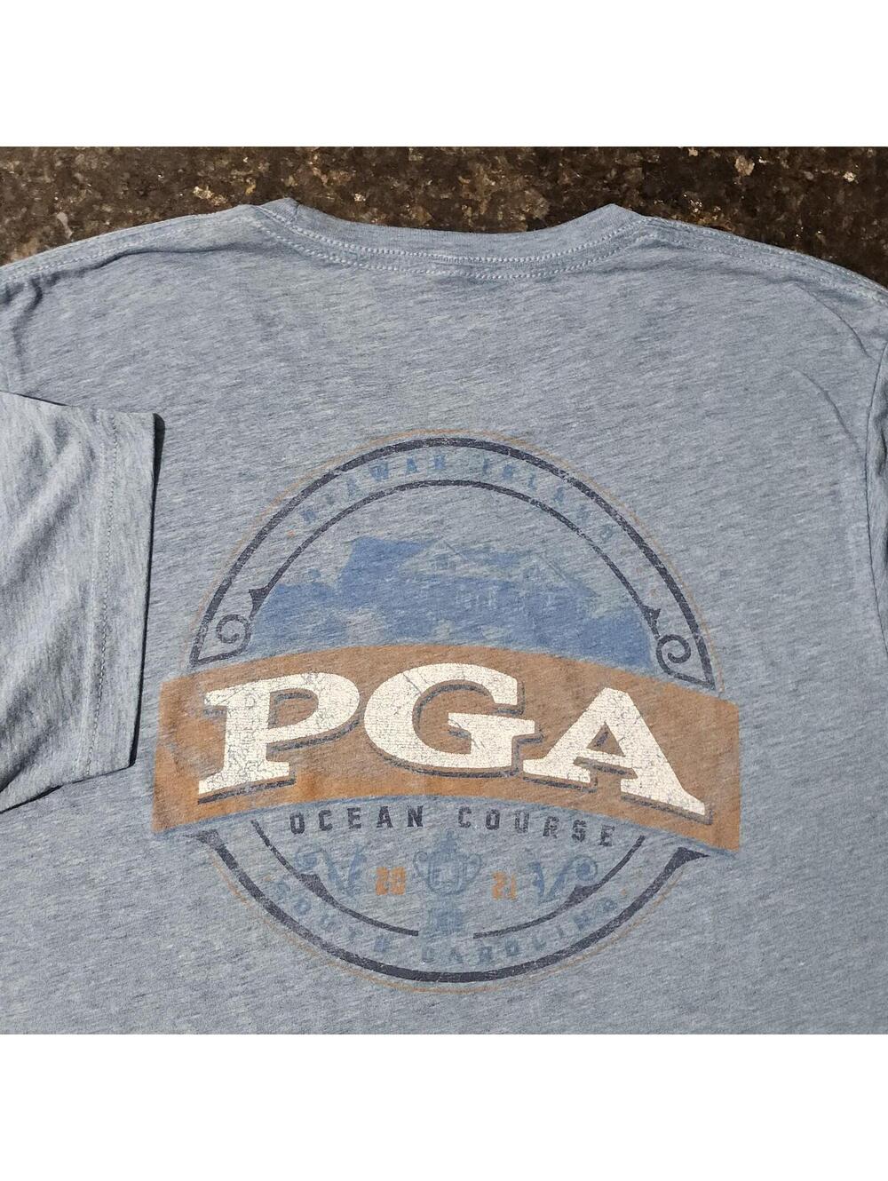 2021 Kiawah Ocean Course South Carolina PGA Golf T Shirt Heathered Blue Large